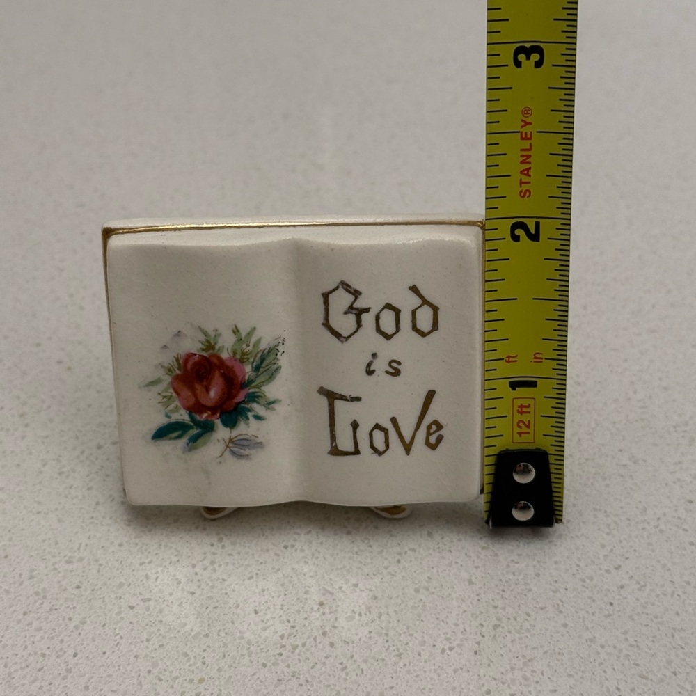 Vintage God is Love Porcelain Book MCM Mid-Century Modern Religious Open Book - Picture 10 of 10